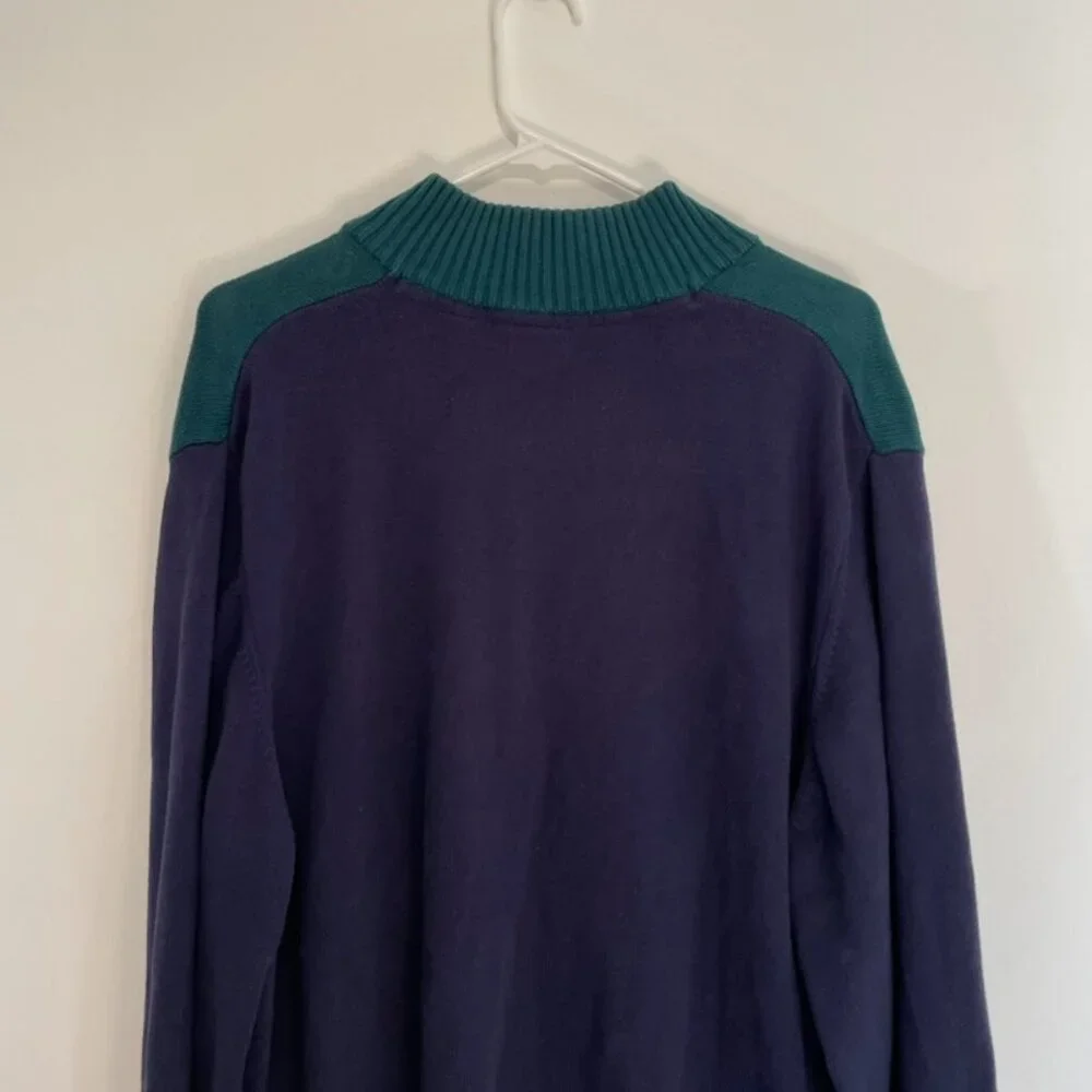IZOD Mens Teal Blue Navy Red Multi Nordic Fair Isle 1/4 Zip or 1/2 Zip Sweater L